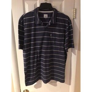 Johnnie O Polo Shirt Men's Blue White Stripe Short Sleeve cotton Blend sz XL